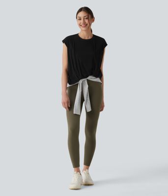 SoftlyZero™ Airy Round Neck Sleeveless Contrast Mesh Cool Touch Yoga Sports Top