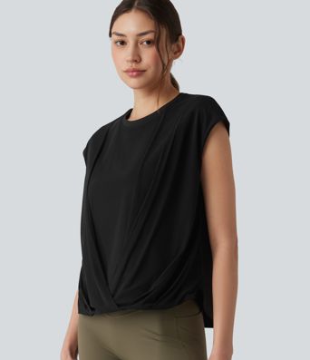 SoftlyZero™ Airy Round Neck Sleeveless Contrast Mesh Cool Touch Yoga Sports Top