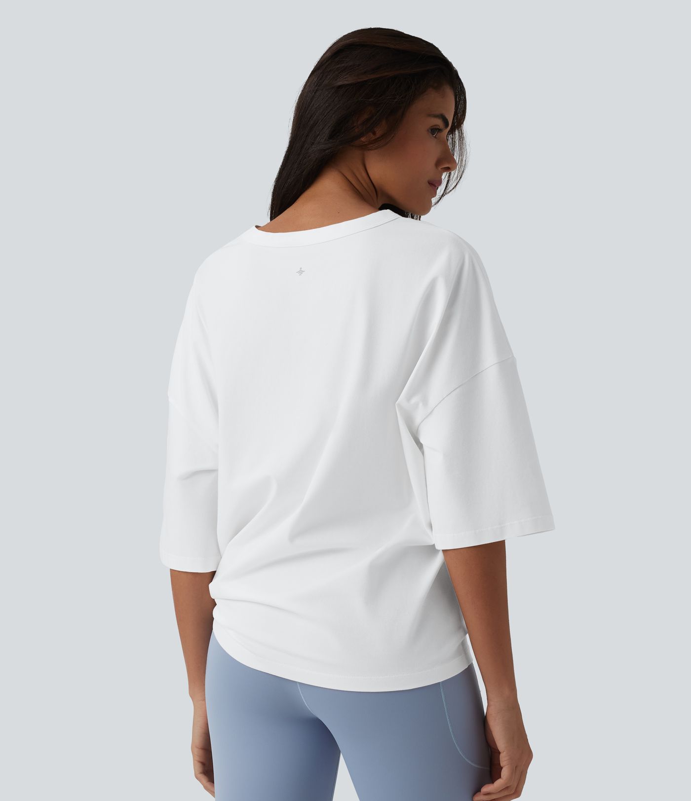 Round Neck 3/4 Sleeve Tie Side Workout Cotton Sports Top