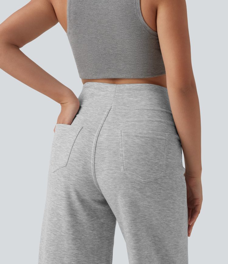 High Waisted Wide Leg Casual Pants with Pockets