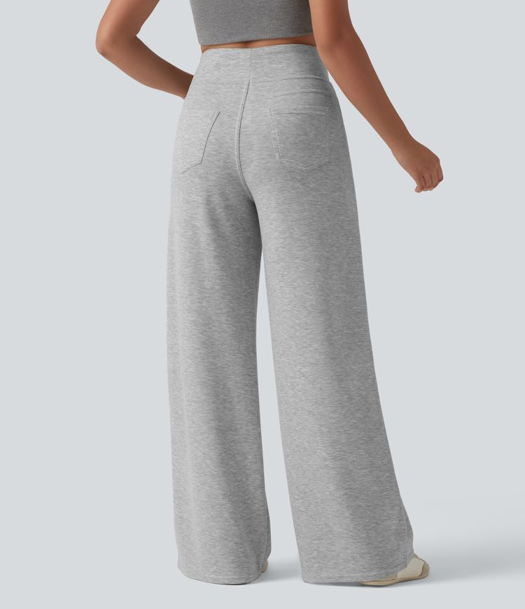 High Waisted Wide Leg Casual Pants with Pockets
