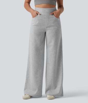 High Waisted Wide Leg Casual Pants with Pockets