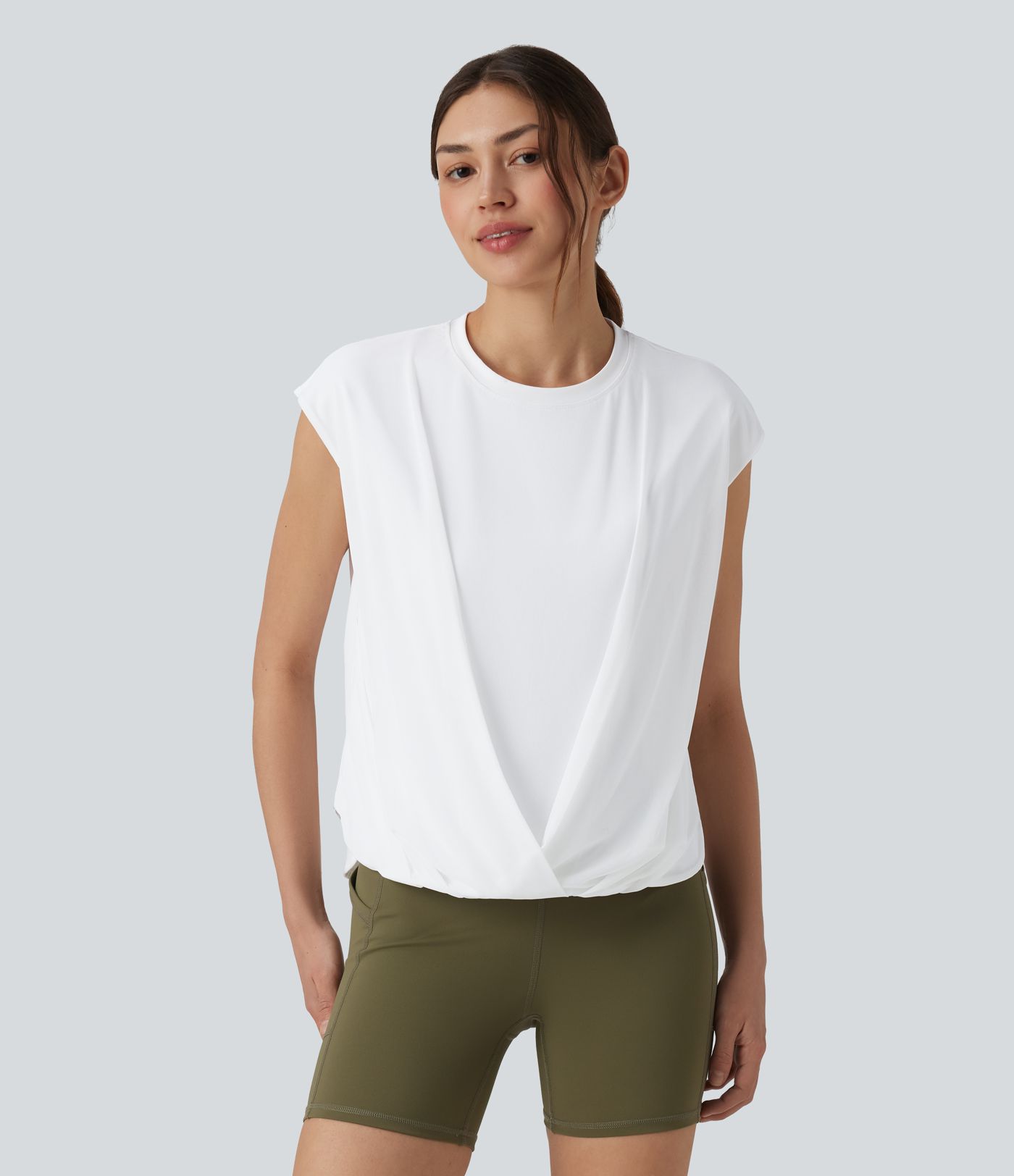 SoftlyZero™ Airy Round Neck Sleeveless Contrast Mesh Cool Touch Yoga Sports Top