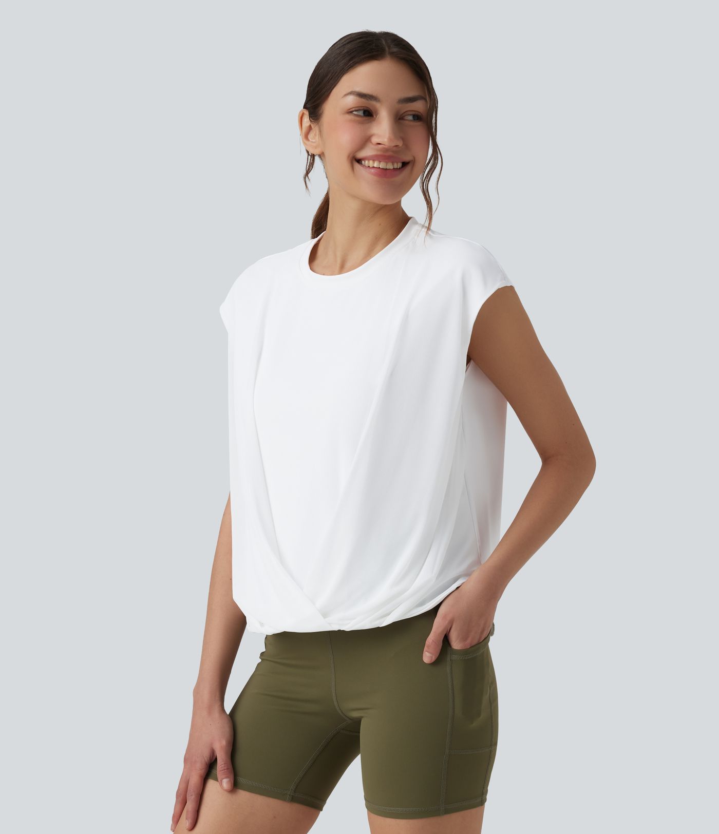 SoftlyZero™ Airy Round Neck Sleeveless Contrast Mesh Cool Touch Yoga Sports Top