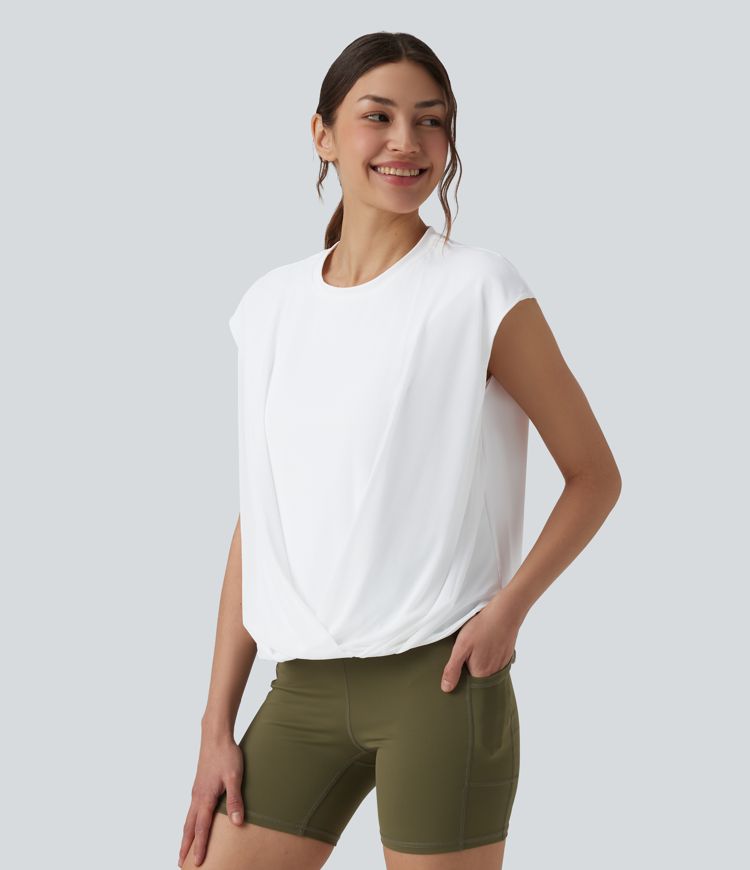 SoftlyZero™ Airy Round Neck Sleeveless Contrast Mesh Cool Touch Yoga Sports Top