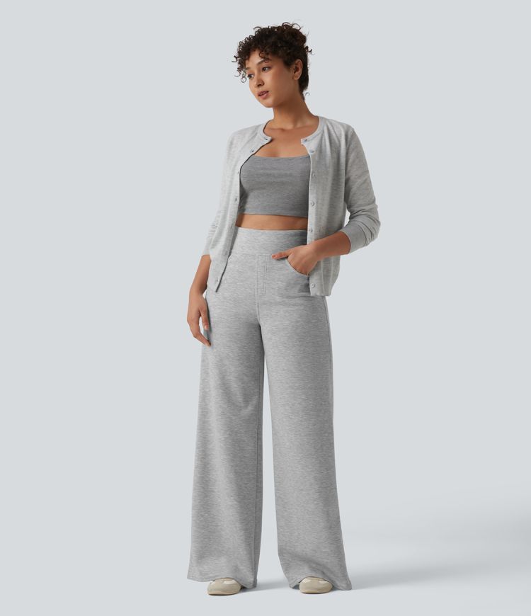 High Waisted Wide Leg Casual Pants with Pockets