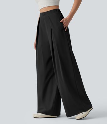 High Waisted Wide Leg Quick Dry Cool Touch Casual Pants with Pockets-UPF40+