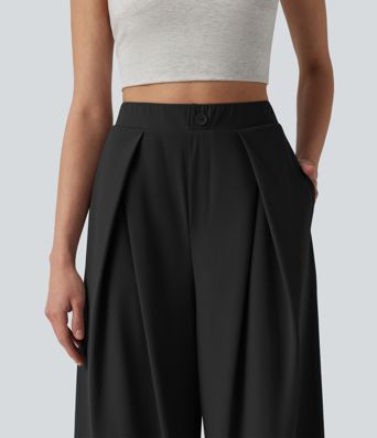 High Waisted Wide Leg Quick Dry Cool Touch Casual Pants with Pockets-UPF40+