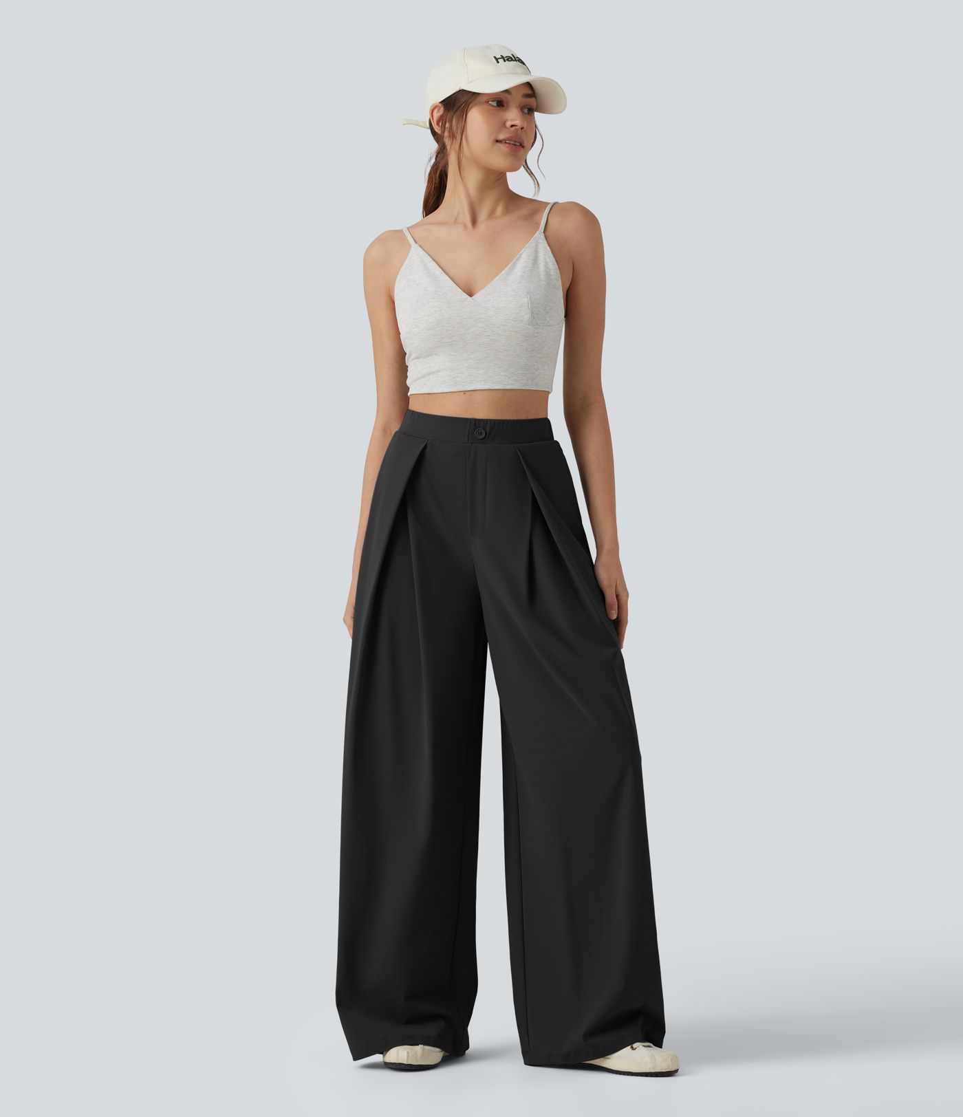 High Waisted Wide Leg Quick Dry Cool Touch Casual Pants with Pockets-UPF40+