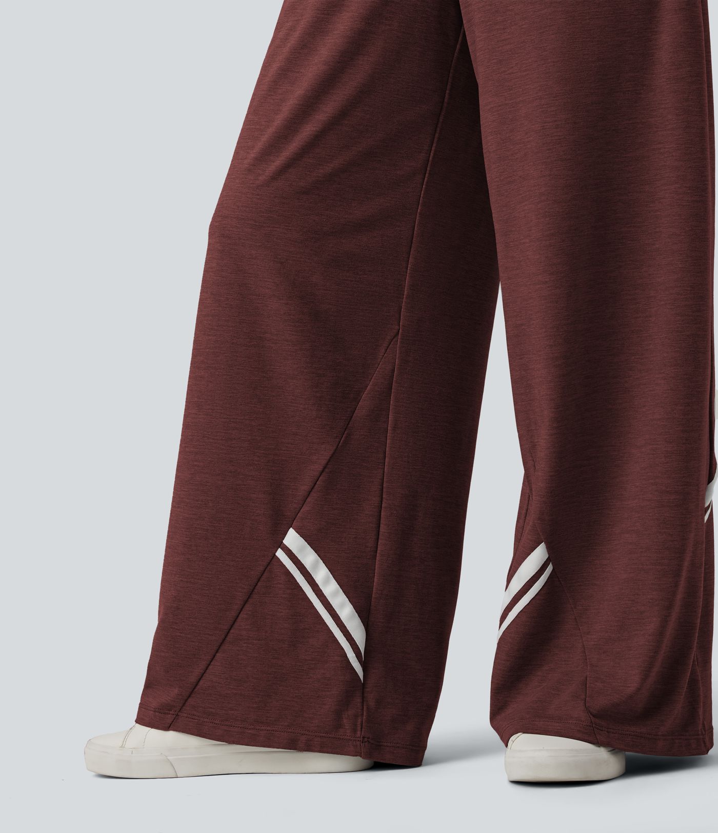 High Waisted Drawstring Wide Leg Color Block Casual Pants with Pockets