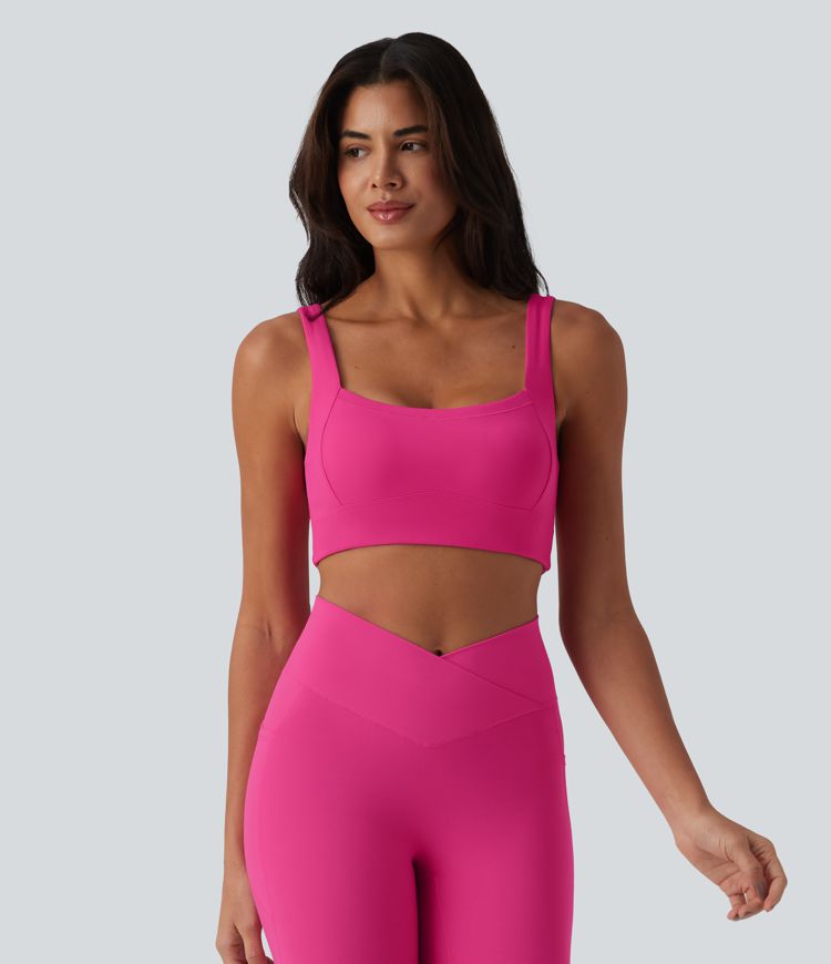 Brassière de sport yoga SoftlyZero™ Plush col carré avec brassière intégrée maintien léger