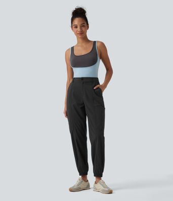 Mid Rise Casual Cargo Joggers with Pockets