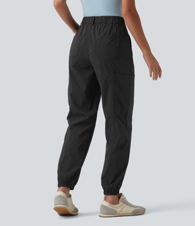 Mid Rise Casual Cargo Joggers with Pockets