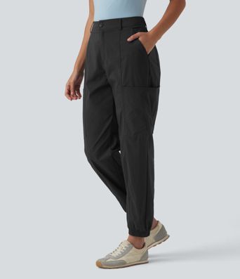 Mid Rise Casual Cargo Joggers with Pockets