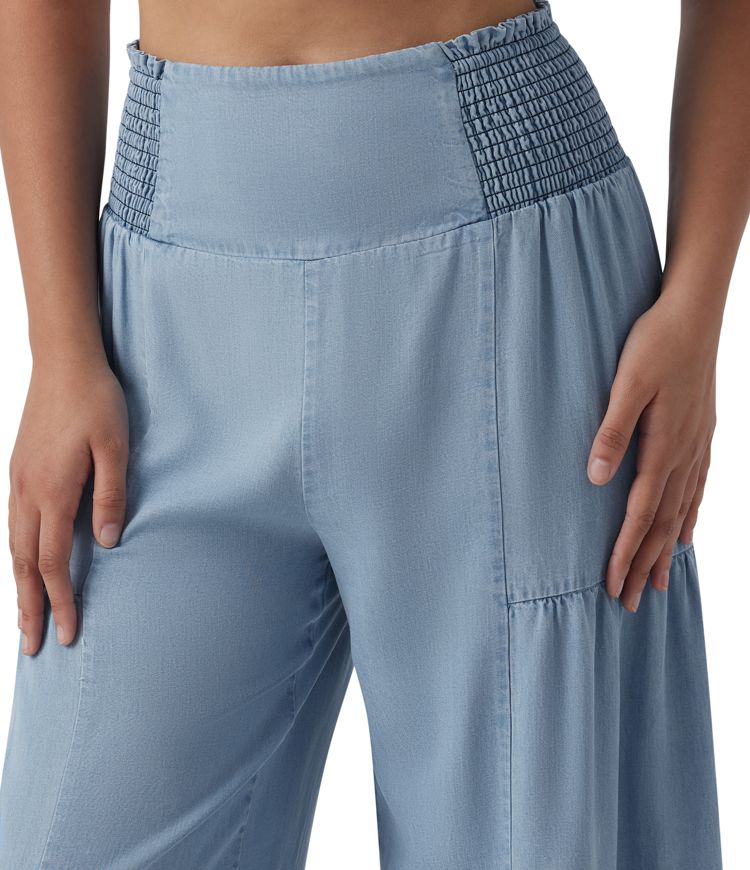 High Waisted Shirred Tie-back Draped Casual Baggy Wide Leg Jeans