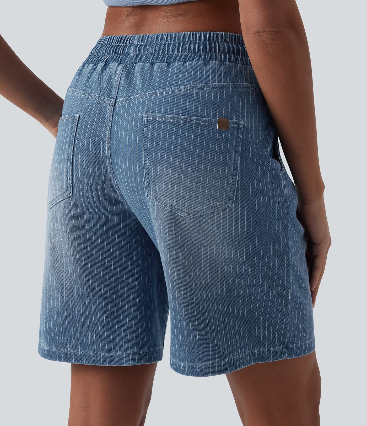 Halara Flex™ Short en denim taille mi-haute avec cordon de serrage et poches