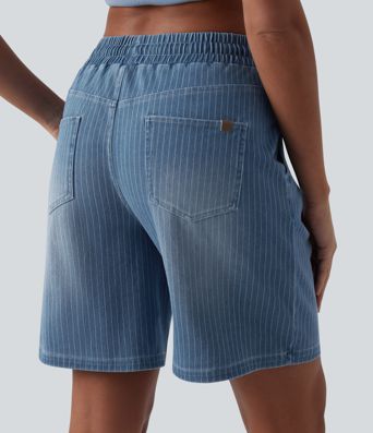 Halara Flex™ Short en denim taille mi-haute avec cordon de serrage et poches
