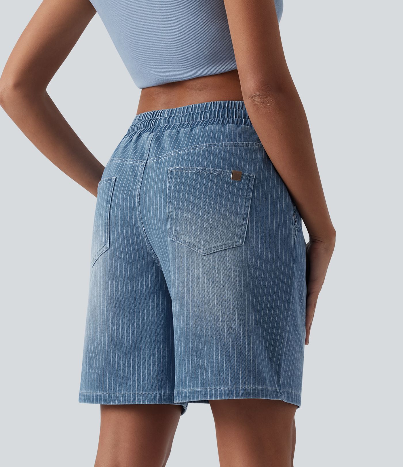 Halara Flex™ Short en denim taille mi-haute avec cordon de serrage et poches