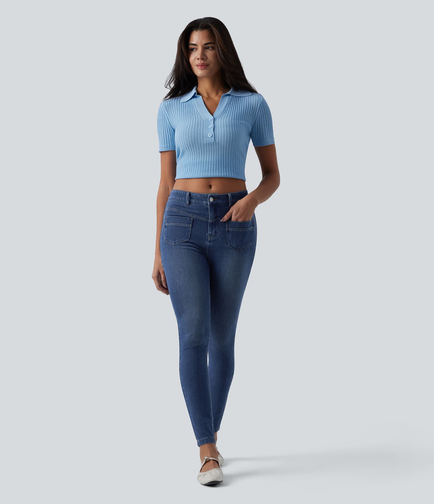 Halara Flex™ Mid Rise Casual Skinny Jeans with Pockets