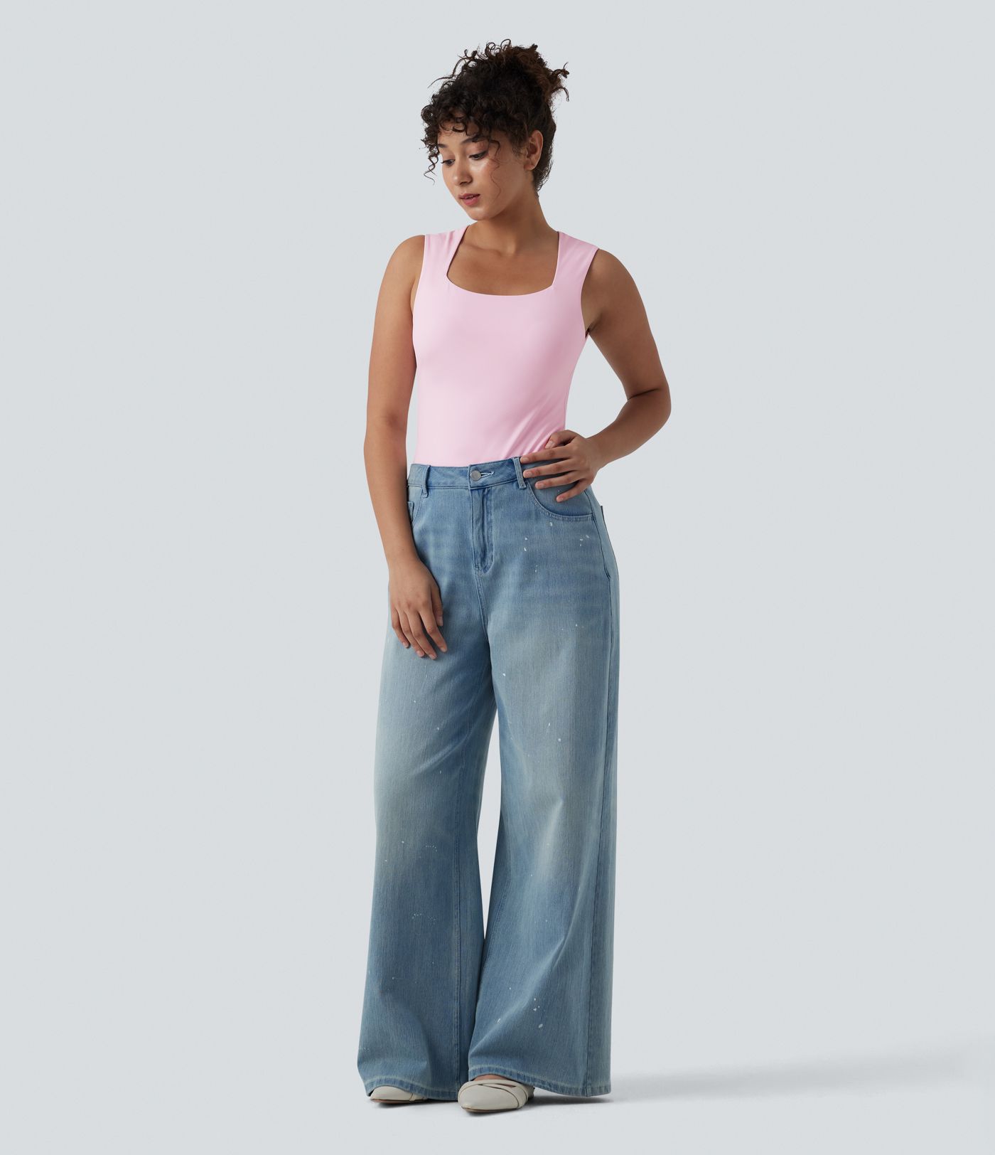 Square Neck Sleeveless Casual Bodysuit