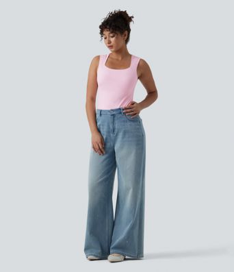 Square Neck Sleeveless Casual Bodysuit