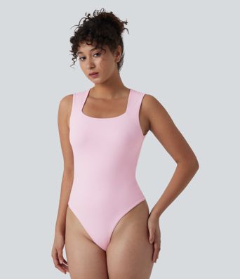 Square Neck Sleeveless Casual Bodysuit