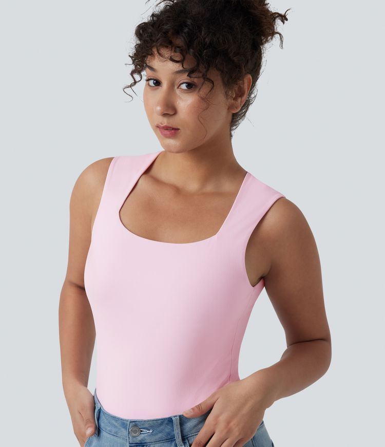 Square Neck Sleeveless Casual Bodysuit