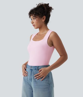 Square Neck Sleeveless Casual Bodysuit