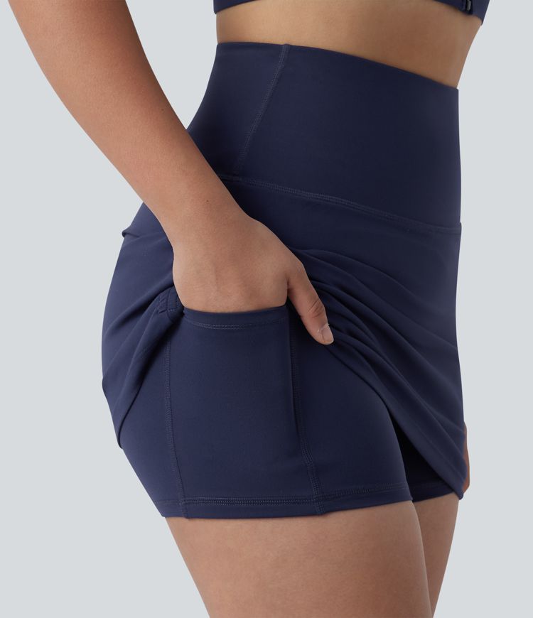 SoftlyZero™ High Waisted Tummy Control 2-in-1 Ruched Bodycon Mini Tennis Skirt with Pockets-UPF50+ SoftlyZero™ High Waisted Tummy Control 2-in-1 Ruched Bodycon Mini Tennis Skirt with Pockets-UPF50+
