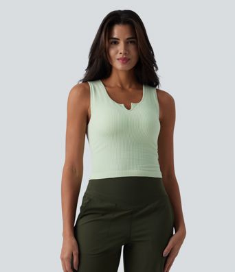 OneForm Seamless Flow Ribbed V-neck Yoga Tank Top