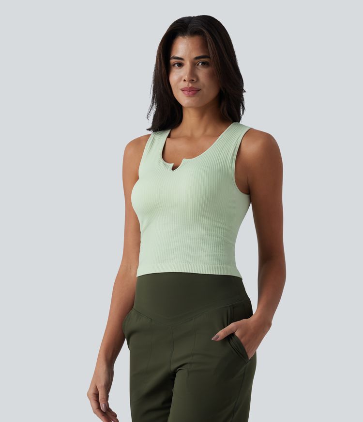 OneForm Seamless Flow Ribbed V-neck Yoga Tank Top