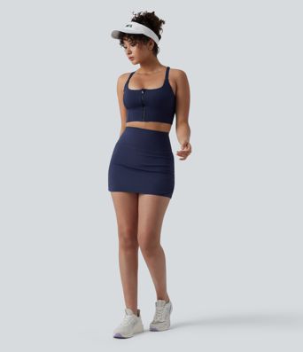 SoftlyZero™ High Waisted Tummy Control 2-in-1 Ruched Bodycon Mini Tennis Skirt with Pockets-UPF50+ SoftlyZero™ High Waisted Tummy Control 2-in-1 Ruched Bodycon Mini Tennis Skirt with Pockets-UPF50+