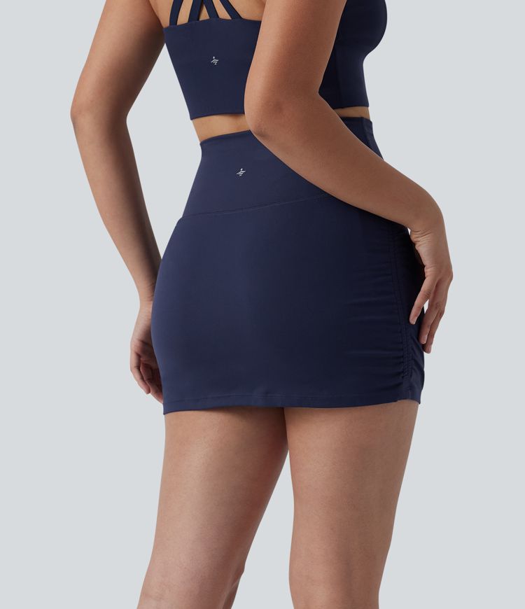 SoftlyZero™ High Waisted Tummy Control 2-in-1 Ruched Bodycon Mini Tennis Skirt with Pockets-UPF50+ SoftlyZero™ High Waisted Tummy Control 2-in-1 Ruched Bodycon Mini Tennis Skirt with Pockets-UPF50+