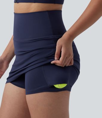 SoftlyZero™ High Waisted Tummy Control 2-in-1 Ruched Bodycon Mini Tennis Skirt with Pockets-UPF50+ SoftlyZero™ High Waisted Tummy Control 2-in-1 Ruched Bodycon Mini Tennis Skirt with Pockets-UPF50+