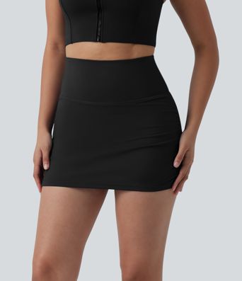 SoftlyZero™ High Waisted Tummy Control 2-in-1 Ruched Bodycon Mini Tennis Skirt with Pockets-UPF50+ SoftlyZero™ High Waisted Tummy Control 2-in-1 Ruched Bodycon Mini Tennis Skirt with Pockets-UPF50+