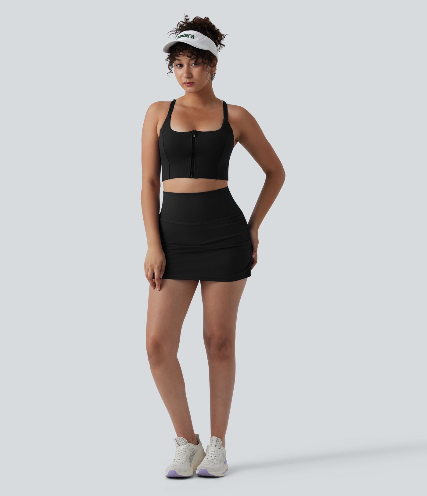 SoftlyZero™ High Waisted Tummy Control 2-in-1 Ruched Bodycon Mini Tennis Skirt with Pockets-UPF50+ SoftlyZero™ High Waisted Tummy Control 2-in-1 Ruched Bodycon Mini Tennis Skirt with Pockets-UPF50+