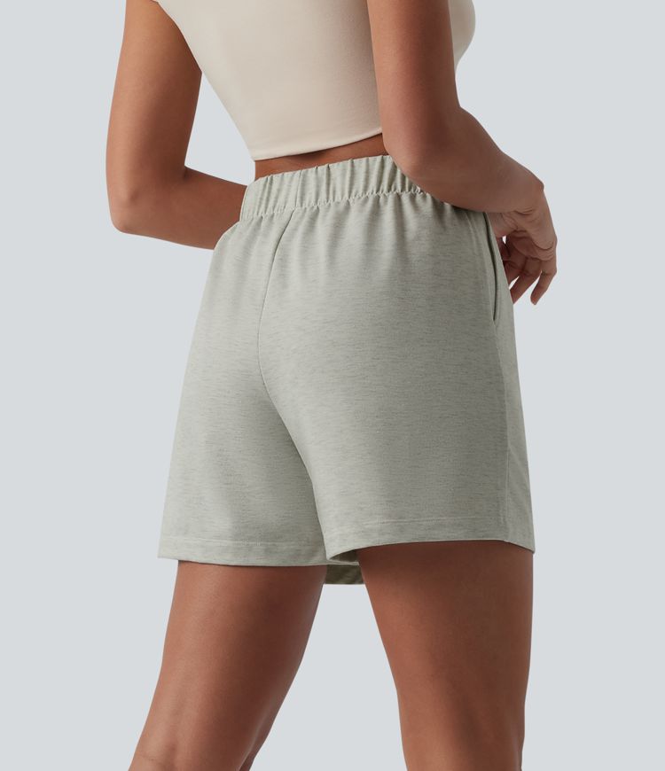 Lässige, plissierte Baggy-Shorts mit hohem Bund und Seitentaschen