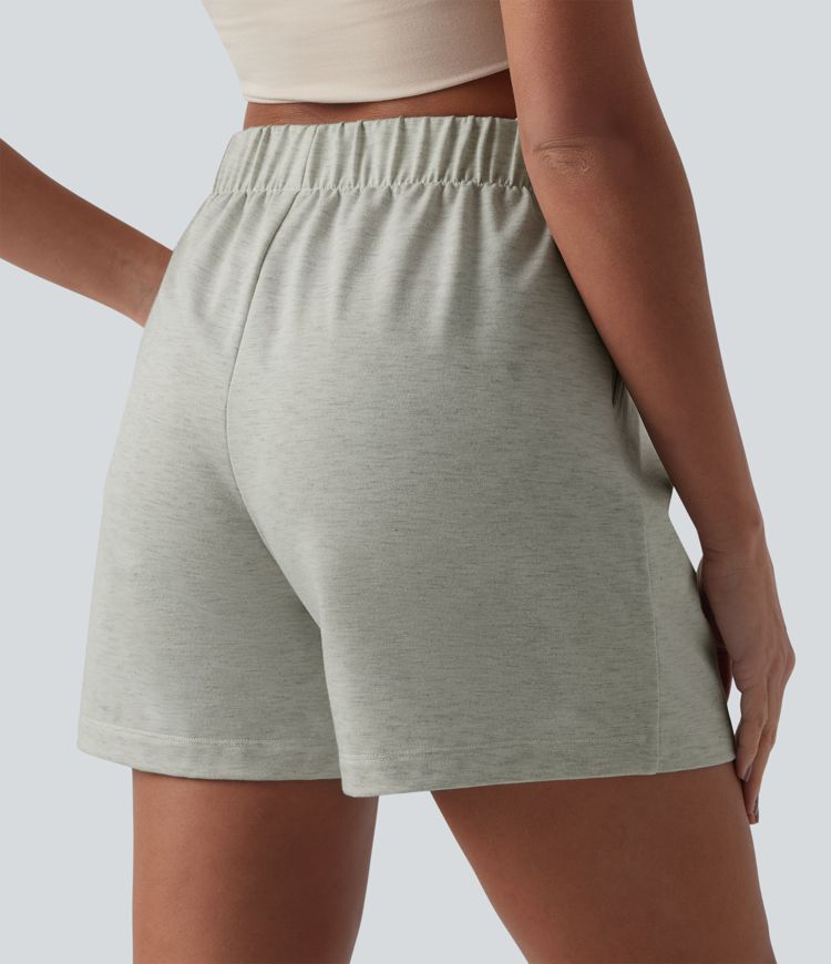 Lässige, plissierte Baggy-Shorts mit hohem Bund und Seitentaschen