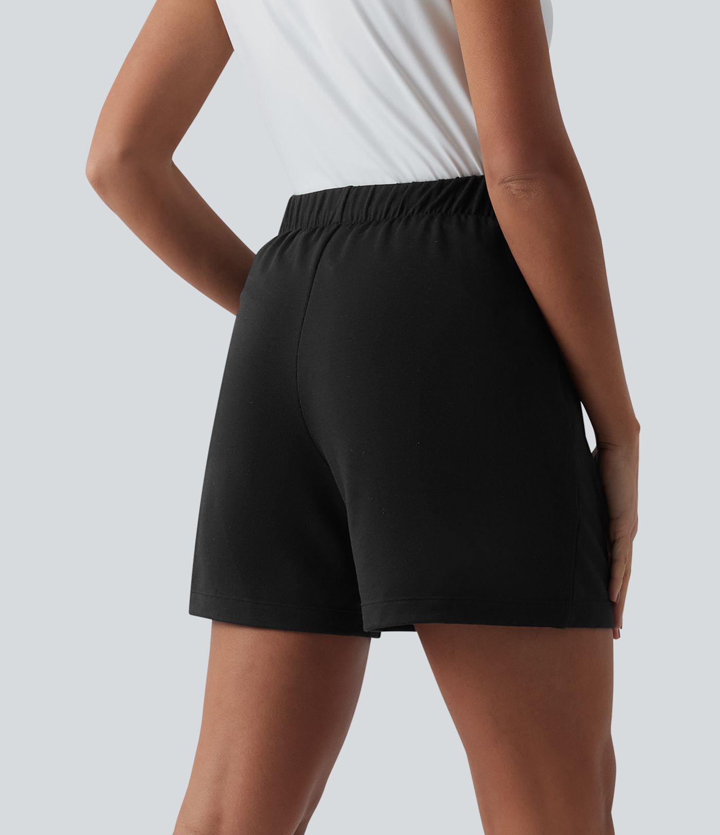 High Waisted Pleated Casual Baggy Sweat Shorts with Pockets