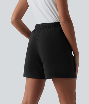 High Waisted Pleated Casual Baggy Sweat Shorts with Pockets