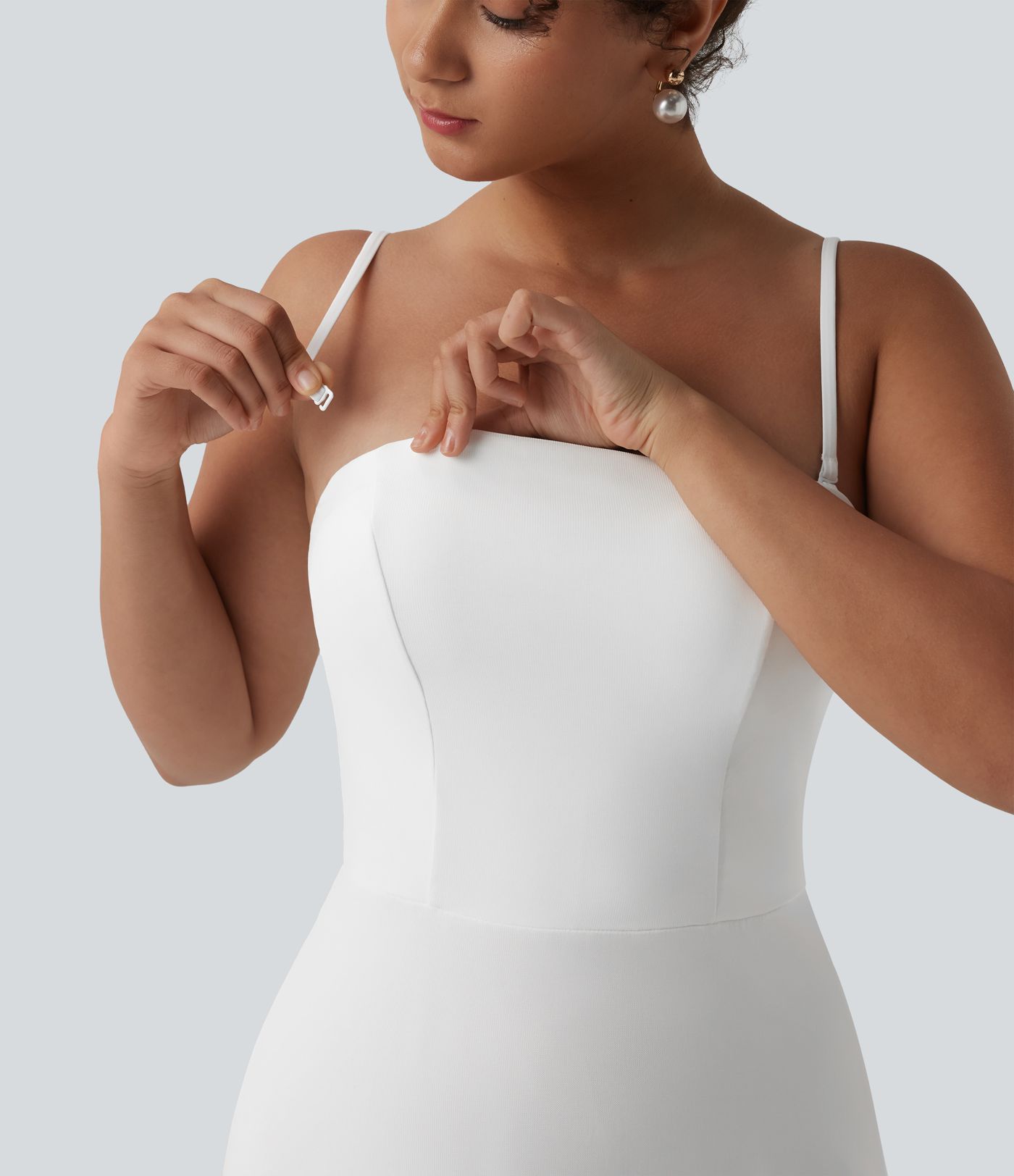 Non-Removable Pad Contrast Mesh Ruffle Hem Flowy Maxi Slip Dress