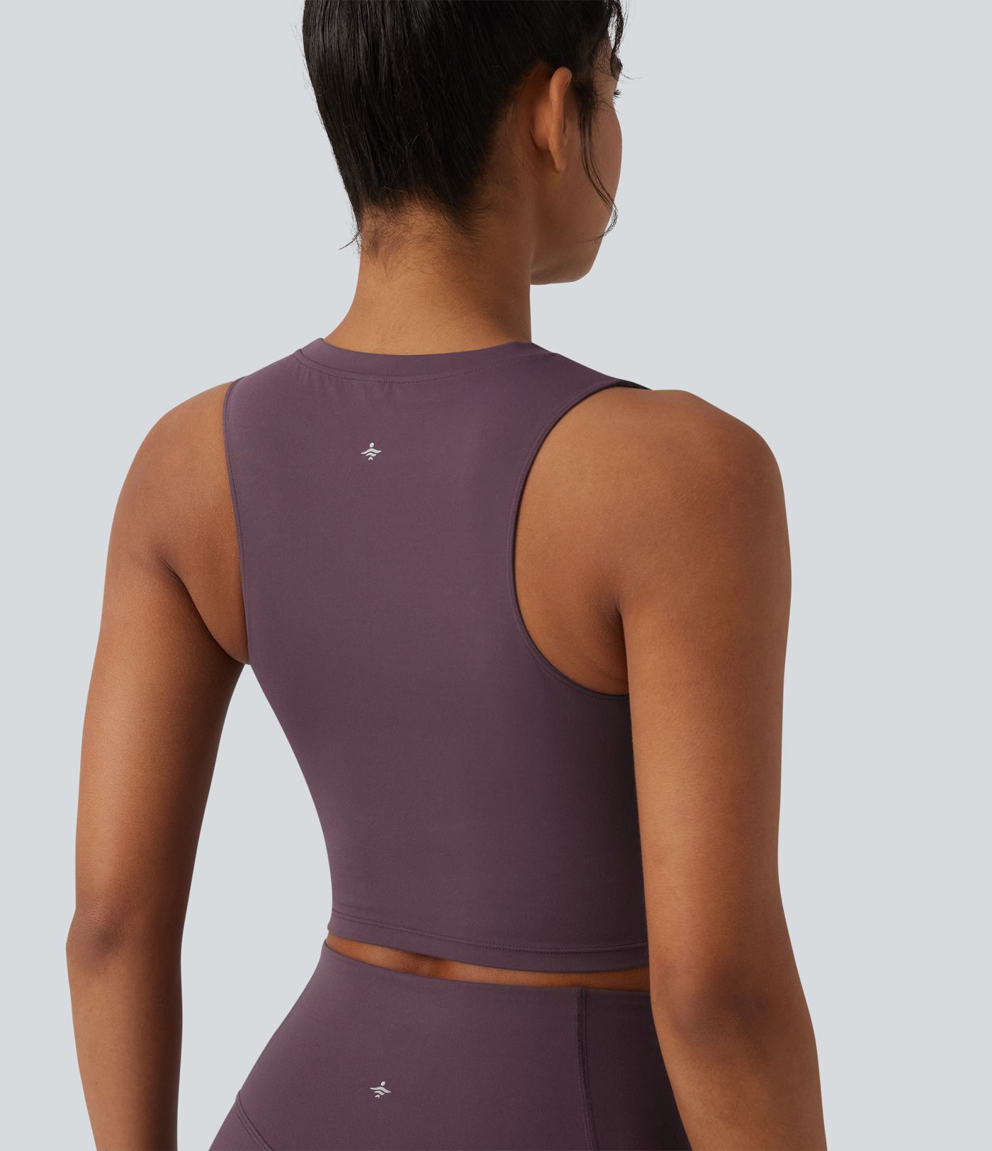 SoftlyZero™ - Geripptes Yoga-Tanktop mit Rundhalsausschnitt und Kontrastspitze - UPF50+