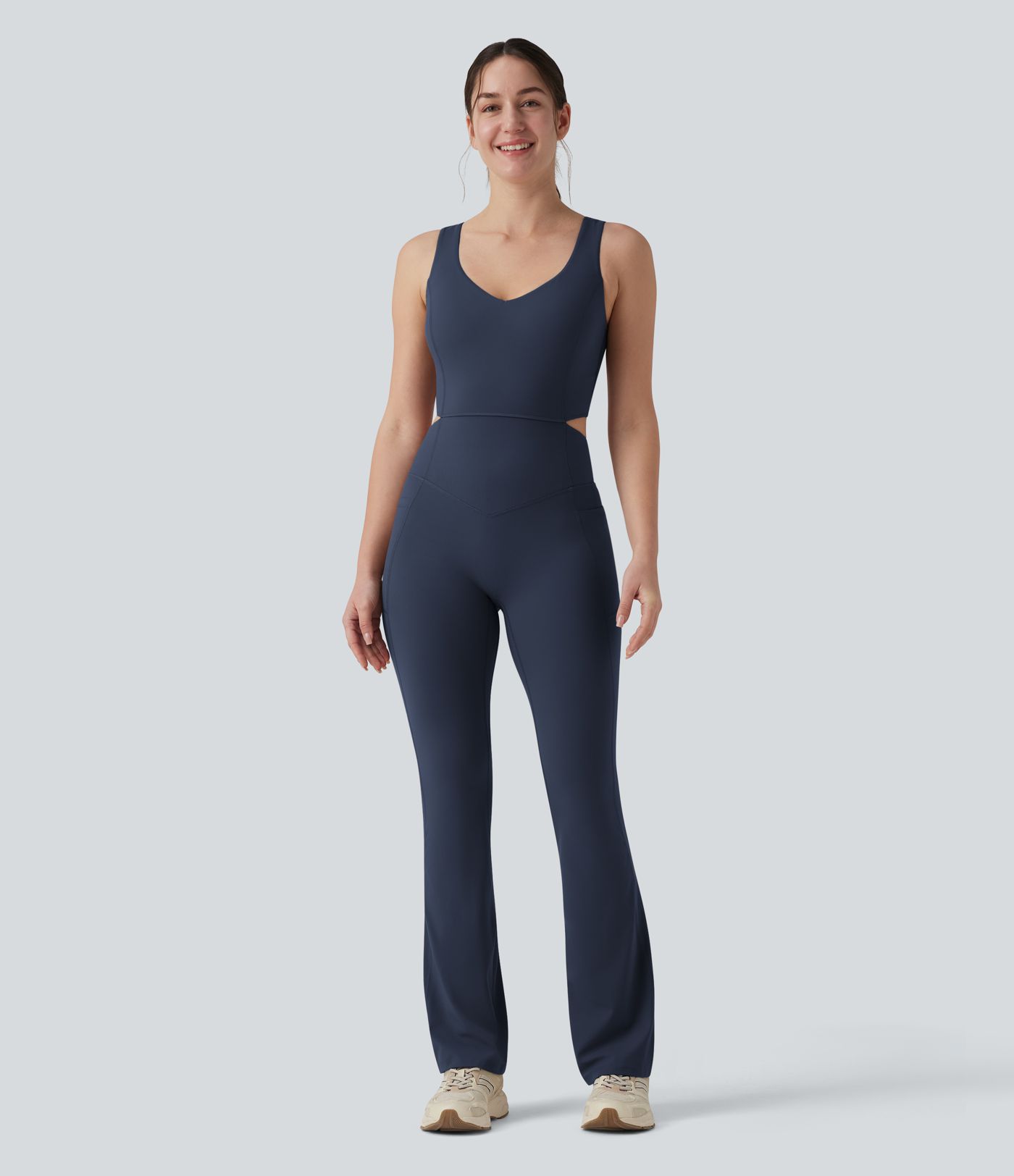 Halara UltraSculpt™ Crisscross Backless Tummy Control Butt Lifting Scrunch Non-Removable Pad Workout Flare Jumpsuit with Pockets-Easy Peezy Halara UltraSculpt™ Crisscross Backless Tummy Control Butt Lifting Scrunch Non-Removable Pad Workout Flare Jumpsuit with Pockets-Easy Peezy