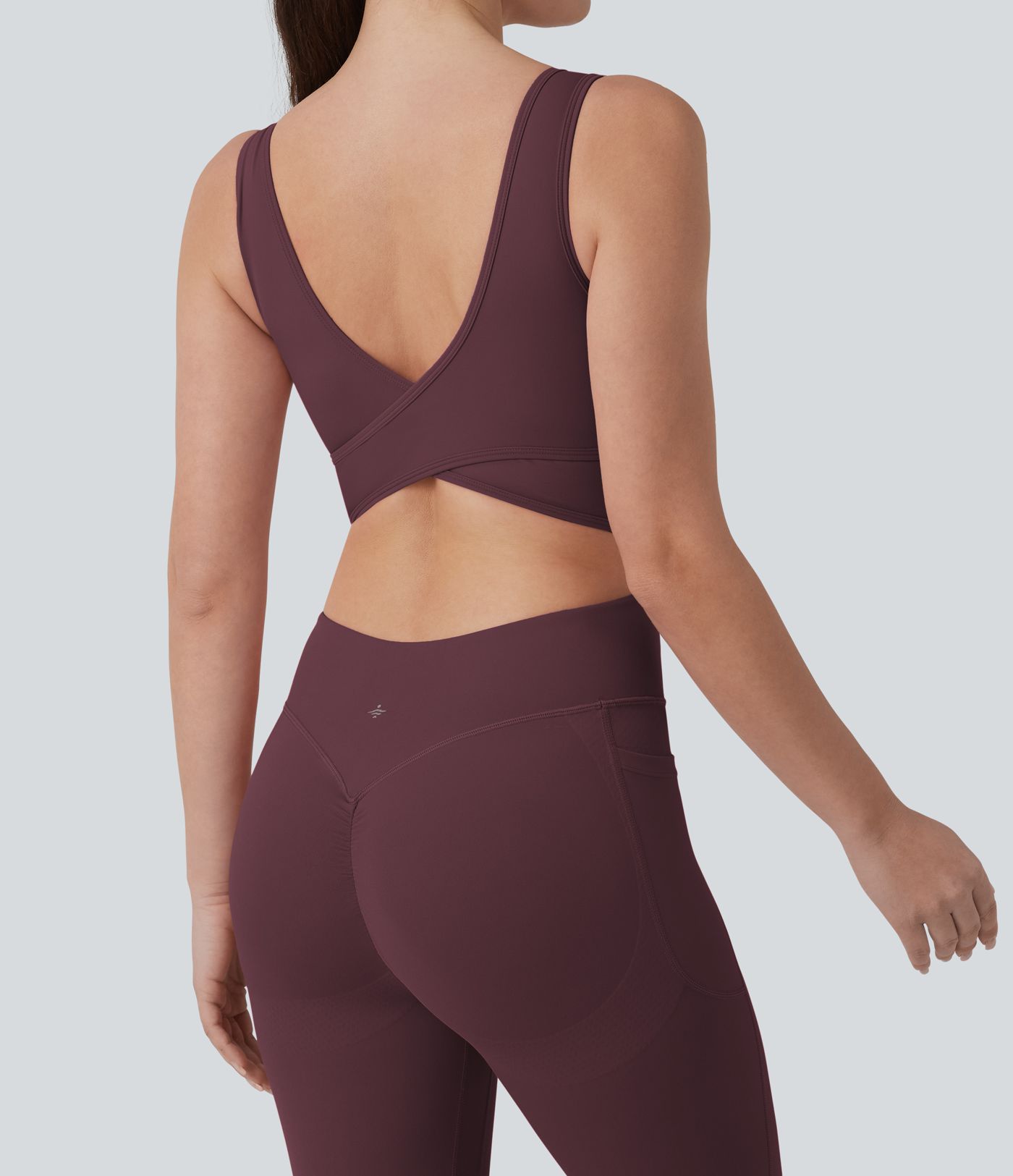 Halara UltraSculpt™ Crisscross Backless Tummy Control Butt Lifting Scrunch Non-Removable Pad Workout Flare Jumpsuit with Pockets-Easy Peezy