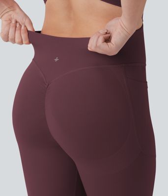 Halara UltraSculpt™ Crisscross Backless Tummy Control Butt Lifting Scrunch Non-Removable Pad Workout Flare Jumpsuit with Pockets-Easy Peezy