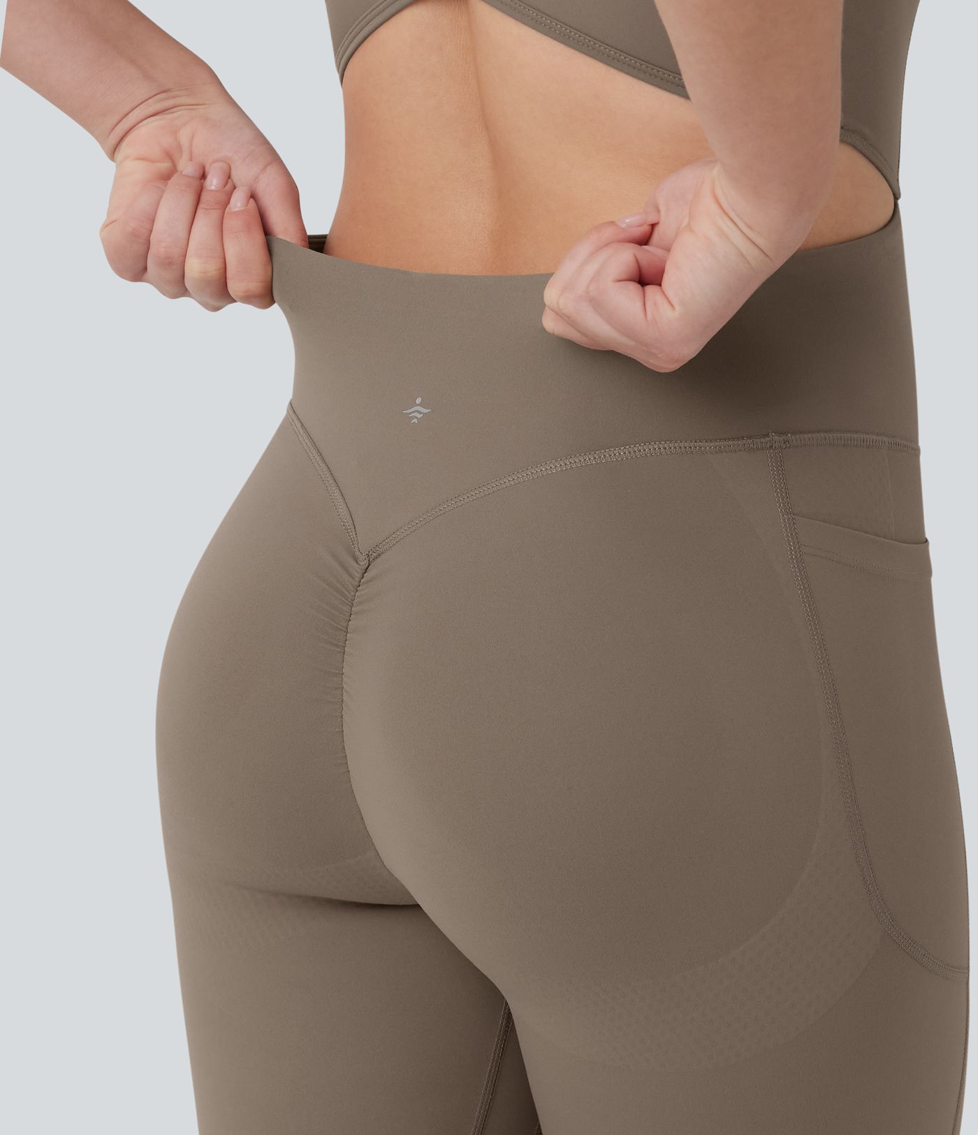 Halara UltraSculpt™ Crisscross Backless Tummy Control Butt Lifting Scrunch Non-Removable Pad Workout Flare Jumpsuit with Pockets-Easy Peezy