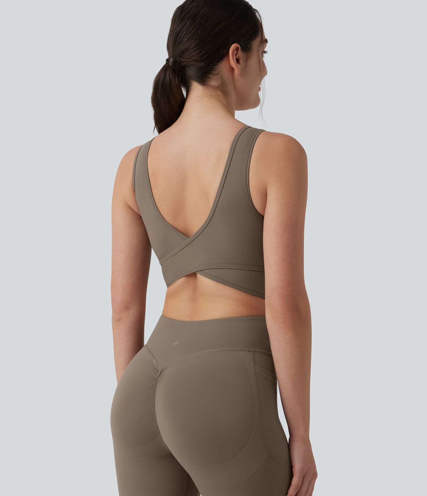 Halara UltraSculpt™ Crisscross Backless Tummy Control Butt Lifting Scrunch Non-Removable Pad Workout Flare Jumpsuit with Pockets-Easy Peezy