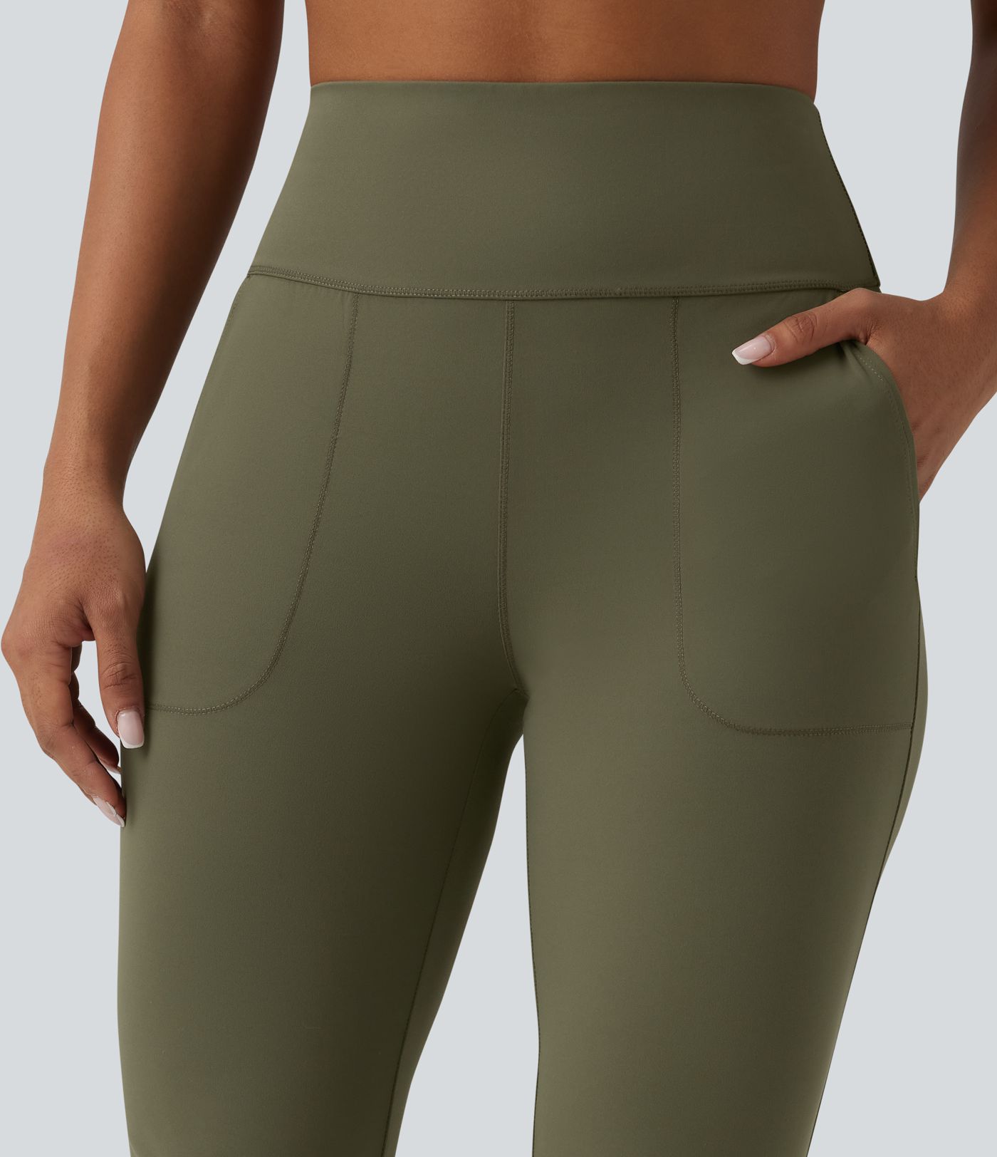 Halara UltraSculpt™ High Waisted Tummy Control Split Hem Pedal Pusher Slim Yoga Pants with Pockets