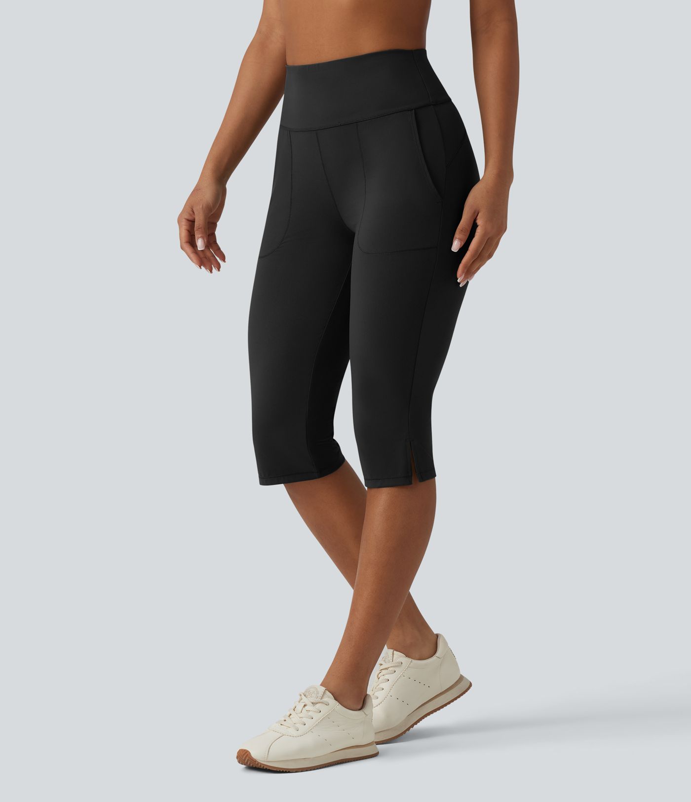 Halara UltraSculpt™ - Pedal-Pusher-Yogahose mit hohem Bund, Seitentaschen, Bauchkontrolle und geschlitztem Saum - slim