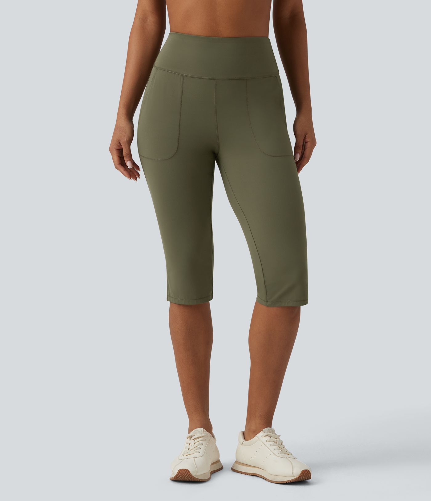 Halara UltraSculpt™ High Waisted Tummy Control Split Hem Pedal Pusher Slim Yoga Pants with Pockets
